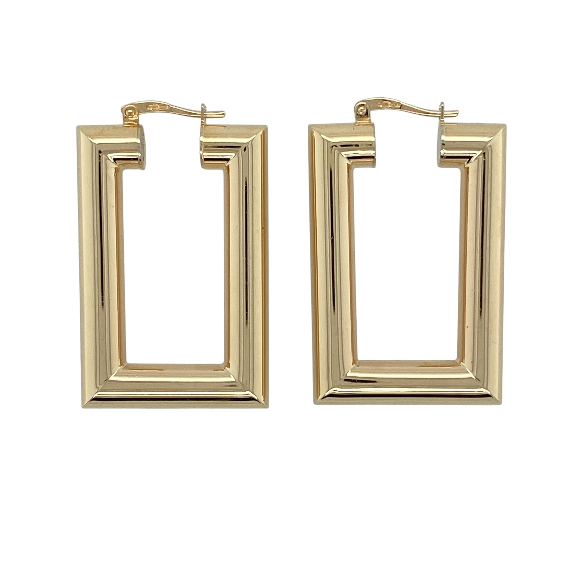 9ct Gold Rectangle Creole Earrings