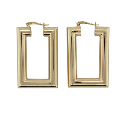 9ct Gold Rectangle Creole Earrings
