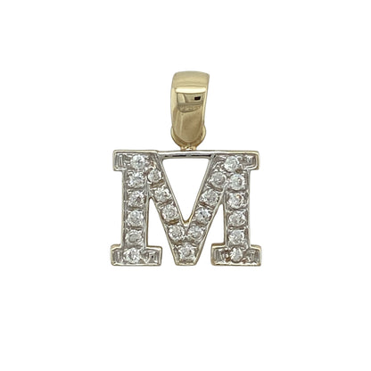 9ct Gold & Cubic Zirconia Initial 'M' Pendant