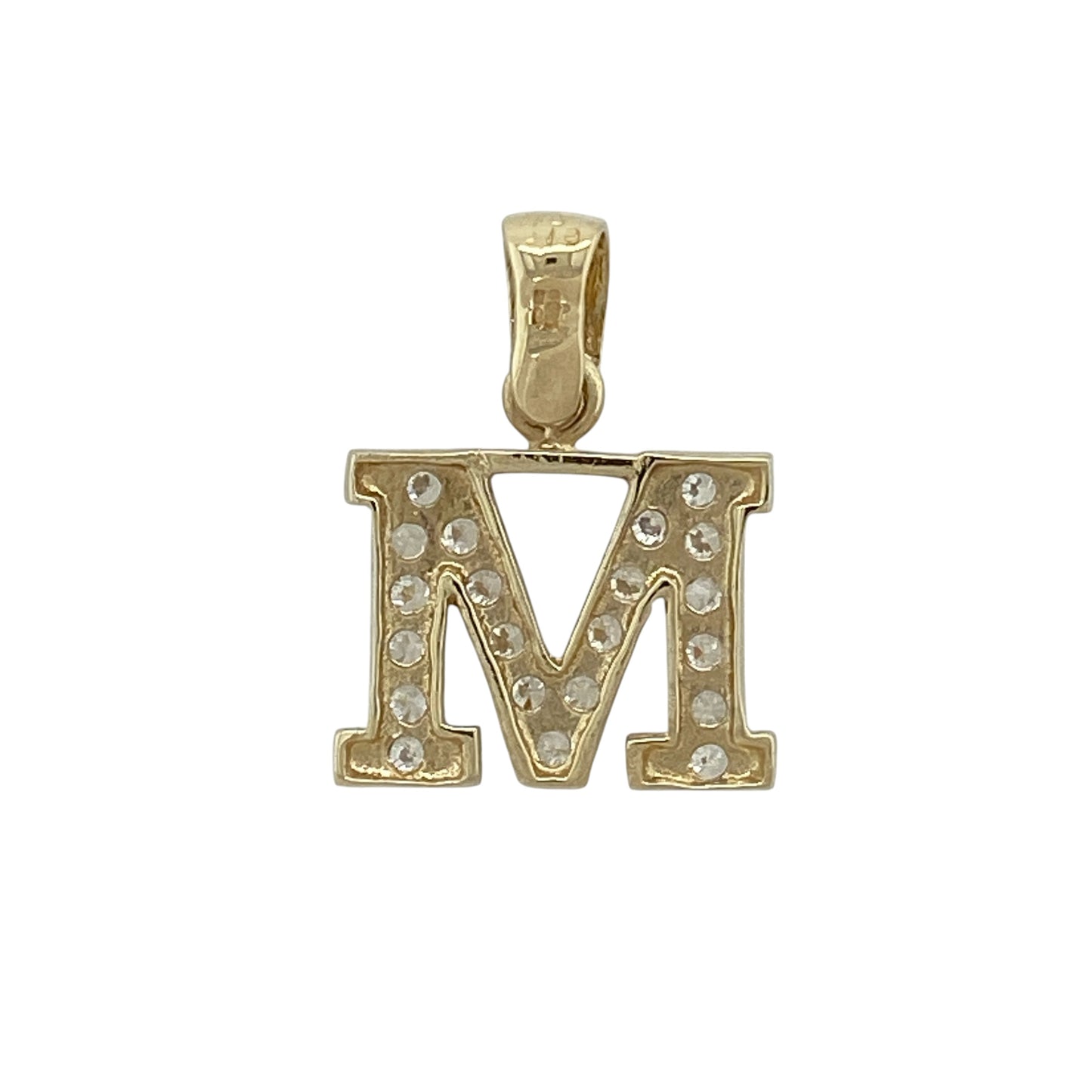 Personalise your jewellery collection with this pre-owned 9ct yellow and white gold cubic zirconia initial 'M' pendant, a stylish two-tone design enhanced with sparkling cubic zirconia accents.

Design: The pendant features the letter 'M' in an elegant contemporary style, combining polished yellow and white gold for a striking two-tone finish. Sparkling cubic zirconia stones add brilliance to the design, creating a meaningful and eye-catching piece that celebrates a special initial.