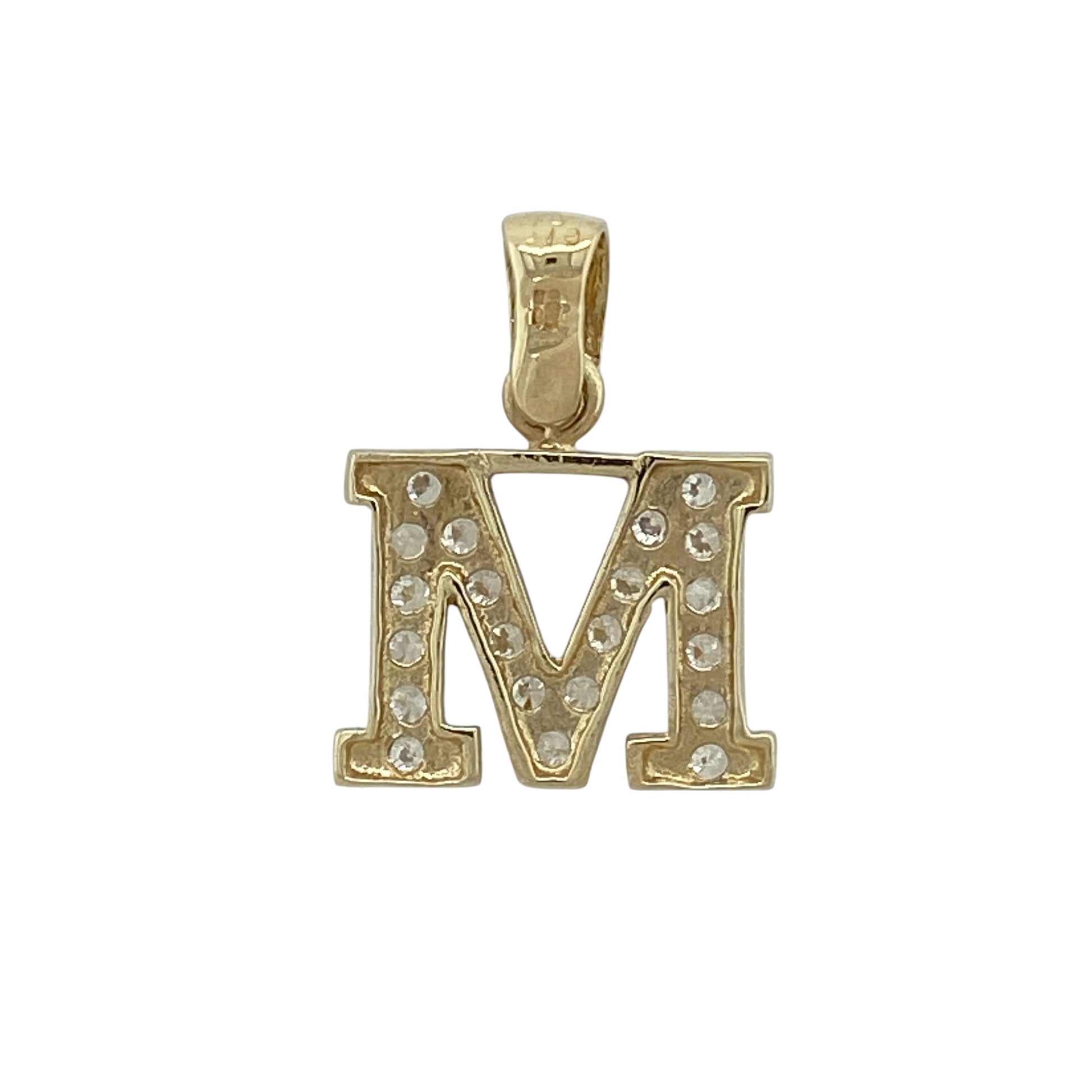 Personalise your jewellery collection with this pre-owned 9ct yellow and white gold cubic zirconia initial 'M' pendant, a stylish two-tone design enhanced with sparkling cubic zirconia accents.

Design: The pendant features the letter 'M' in an elegant contemporary style, combining polished yellow and white gold for a striking two-tone finish. Sparkling cubic zirconia stones add brilliance to the design, creating a meaningful and eye-catching piece that celebrates a special initial.