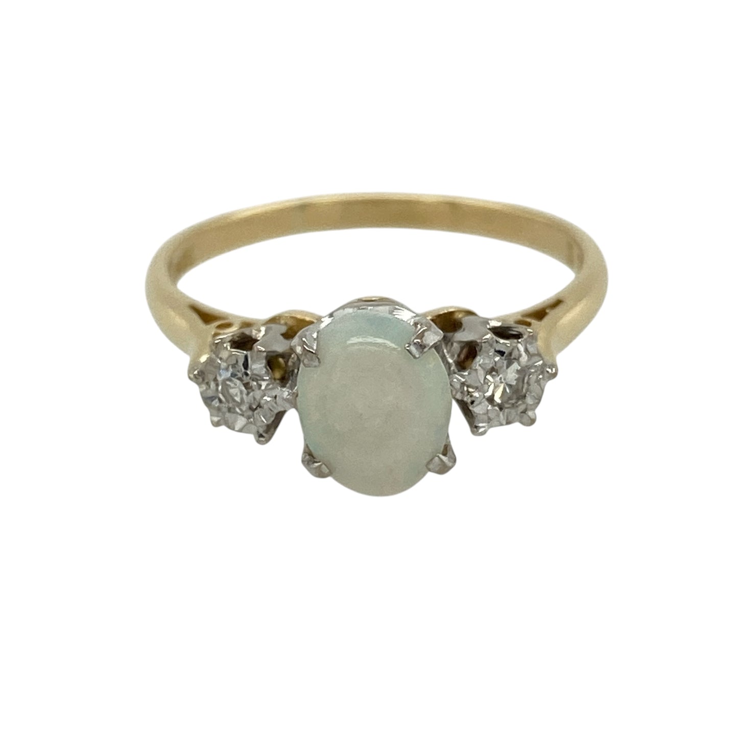 18ct Gold Diamond & Opal Trilogy Ring