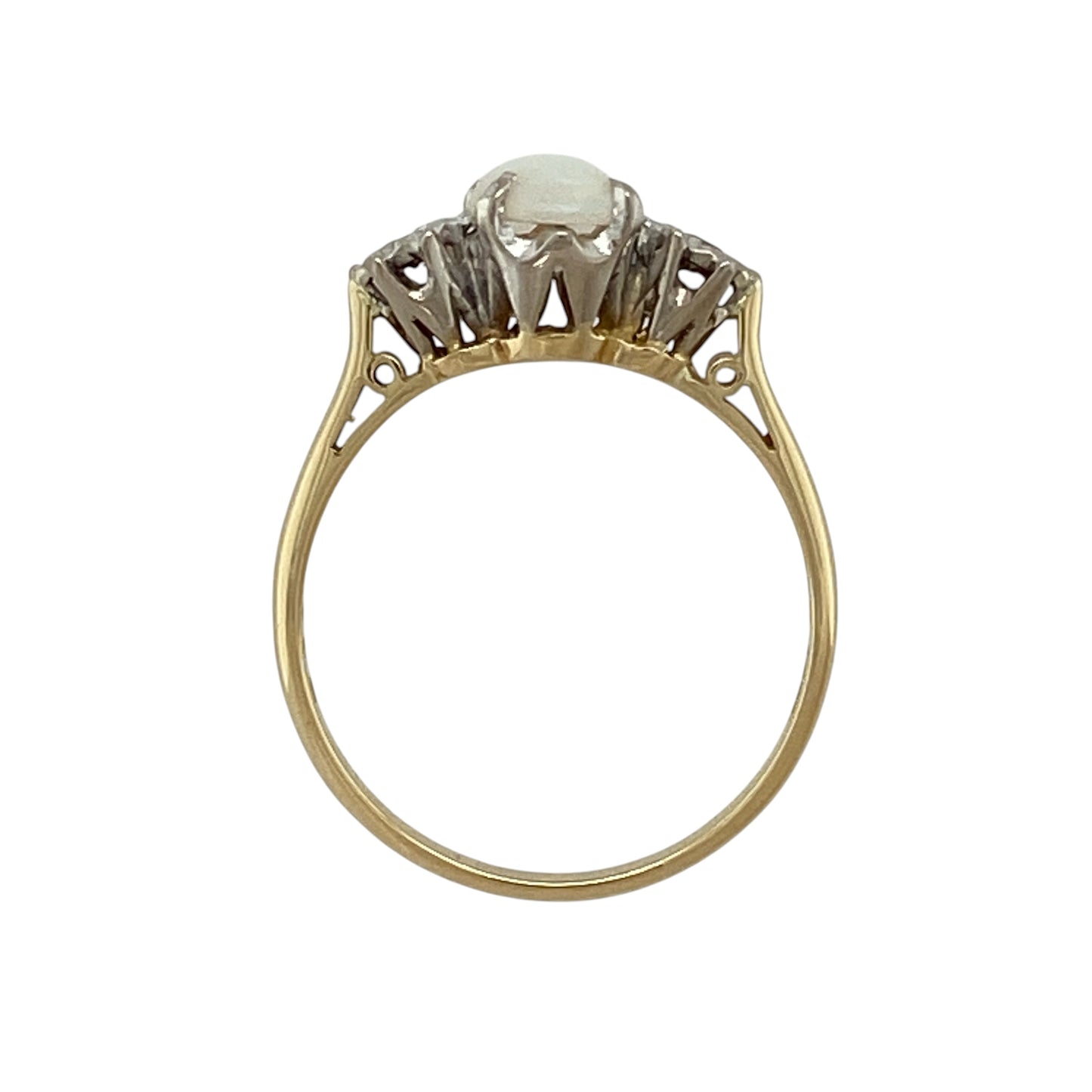 18ct Gold Diamond & Opal Trilogy Ring