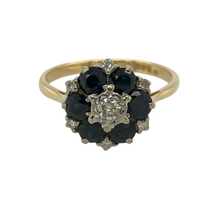 18ct Gold Diamond & Sapphire Cluster Ring