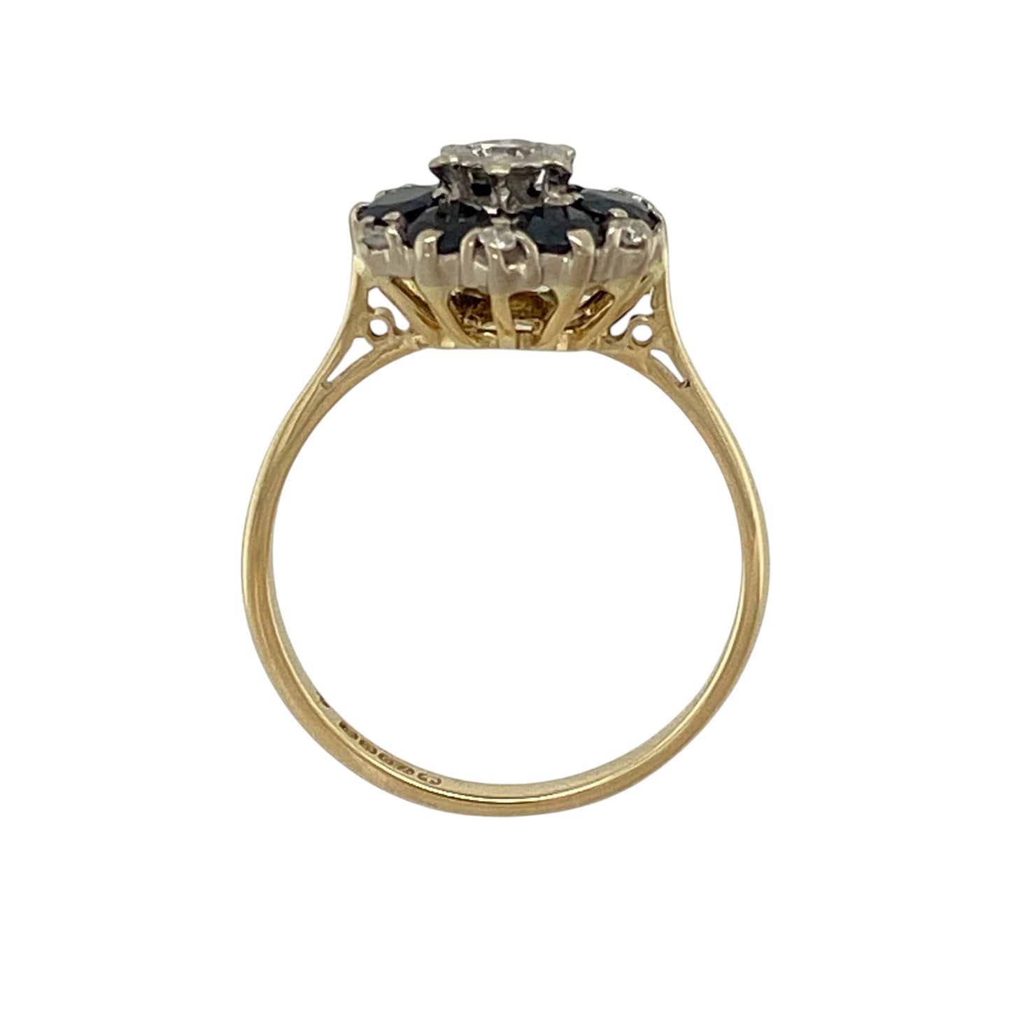 18ct Gold Diamond & Sapphire Cluster Ring