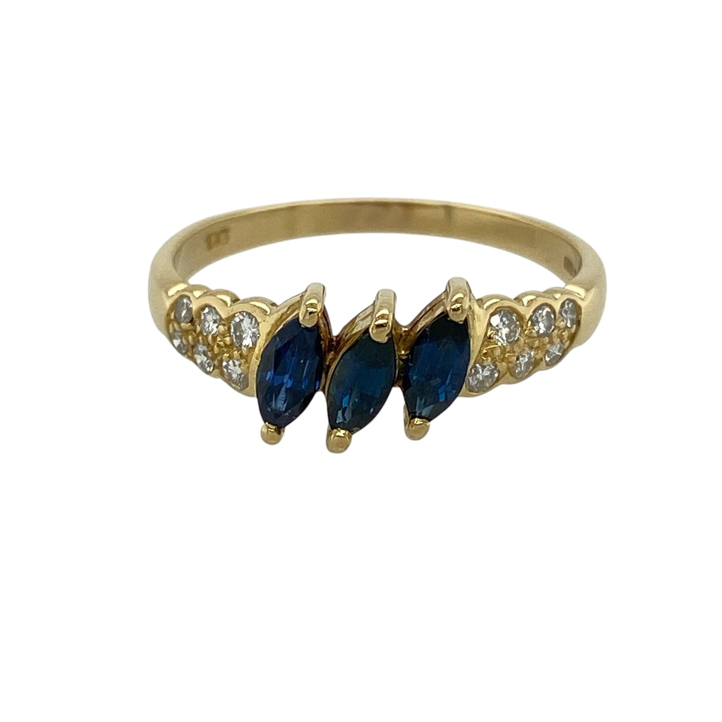18ct Gold Diamond & Sapphire Trilogy Ring