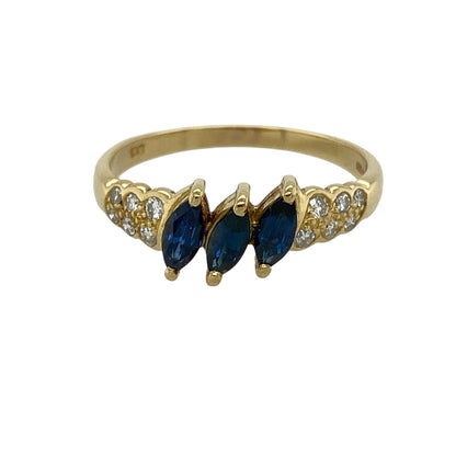 18ct Gold Diamond & Sapphire Trilogy Ring
