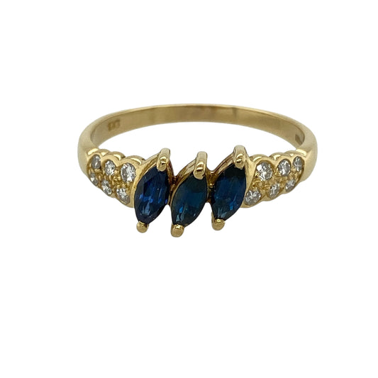 18ct Gold Diamond & Sapphire Trilogy Ring