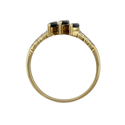 18ct Gold Diamond & Sapphire Trilogy Ring