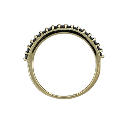 9ct Gold & Blue Diamond Two Row Band Ring