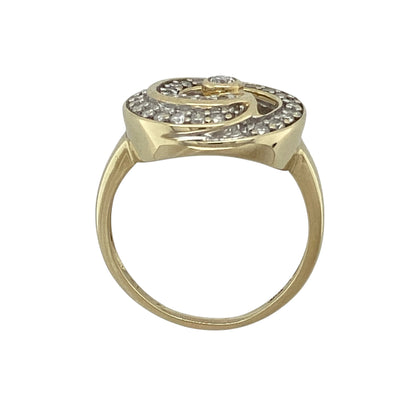 9ct Gold & Diamond Swirl Ring