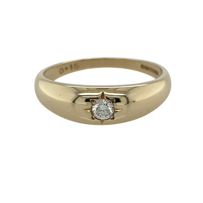 9ct Gold & Diamond Solitaire Band Ring