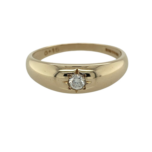 9ct Gold & Diamond Solitaire Band Ring