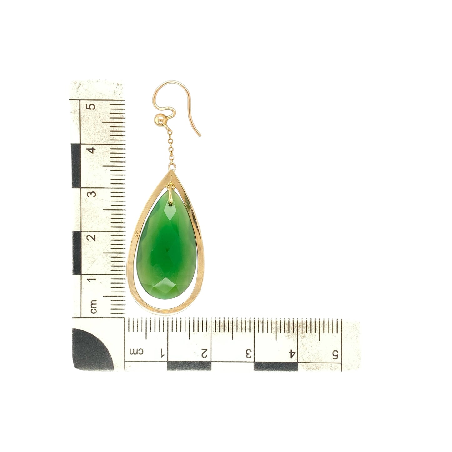 9ct Gold & Green Teardrop Stone Drop Earrings