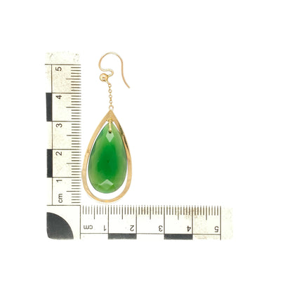 9ct Gold & Green Teardrop Stone Drop Earrings