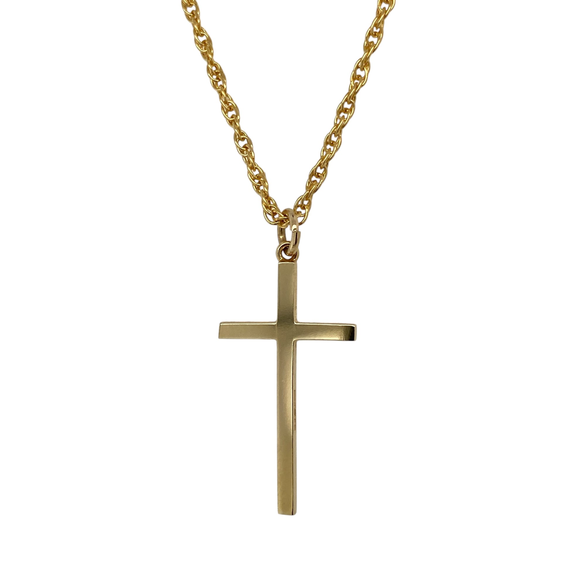 9ct Gold Plain Cross 15" Necklace