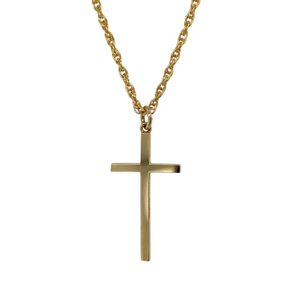 9ct Gold Plain Cross 15" Necklace