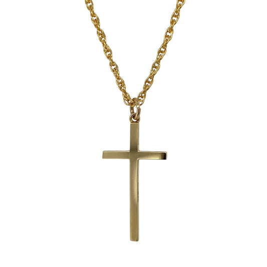 9ct Gold Plain Cross 15" Necklace