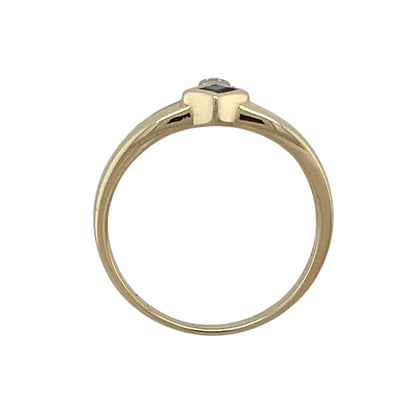 9ct Gold Diamond & Sapphire Wishbone Ring
