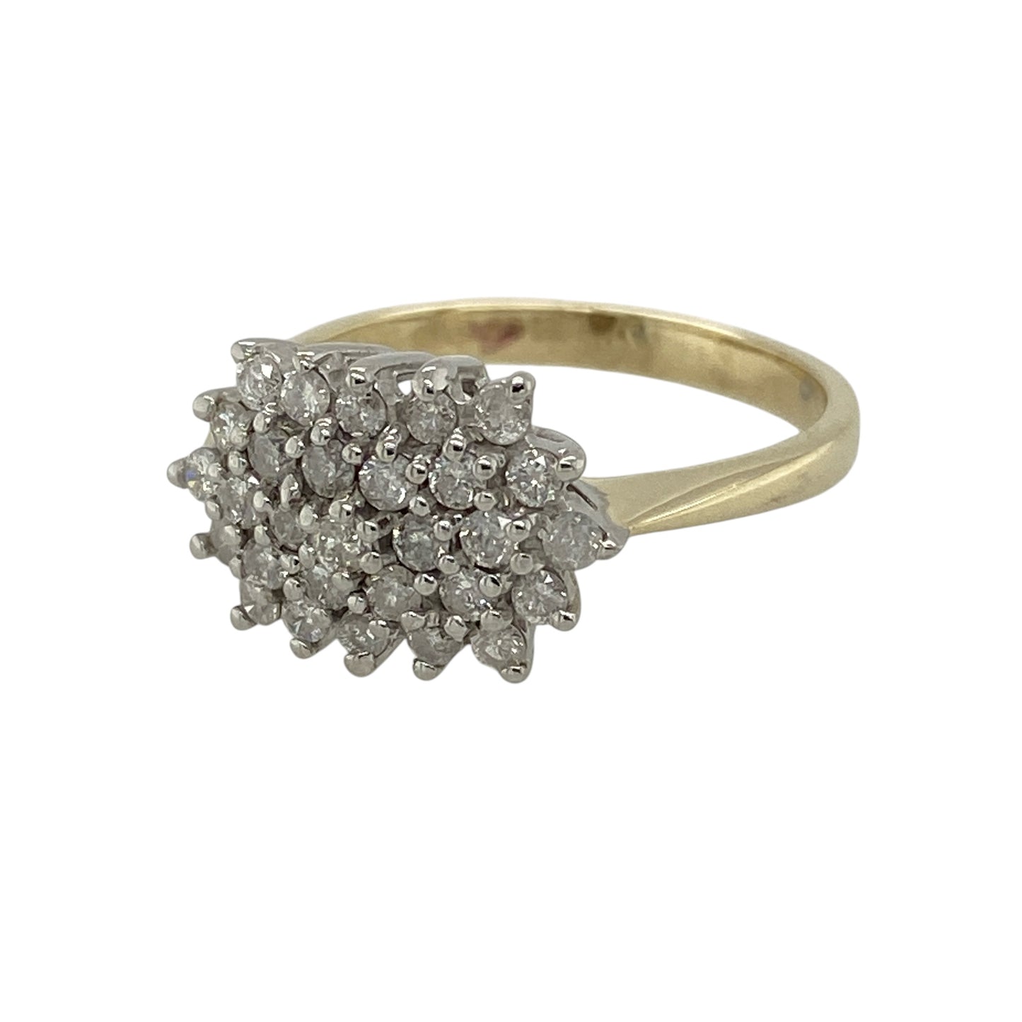 Add timeless sparkle to your jewellery collection with this pre-owned 9ct yellow gold diamond cluster ring, featuring a dazzling arrangement of brilliant-cut diamonds that create an eye-catching display of brilliance.

Design: The ring showcases a beautiful cluster of multiple brilliant-cut diamonds, expertly arranged to maximise sparkle and give the appearance of a larger centrepiece.
