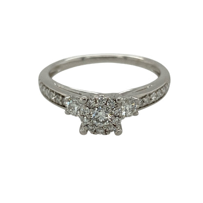 9ct White Gold & Diamond Cluster Ring
