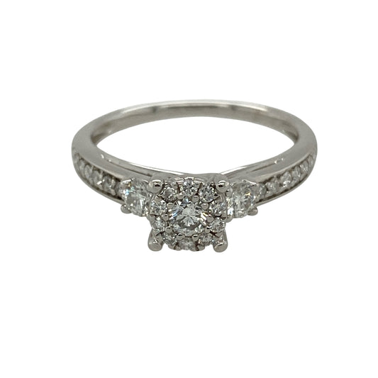 9ct White Gold & Diamond Cluster Ring