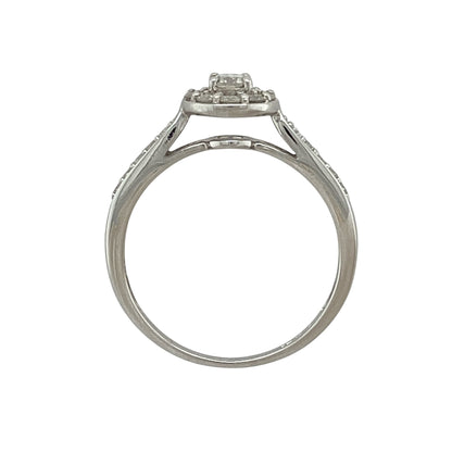 9ct White Gold & Diamond Cluster Ring