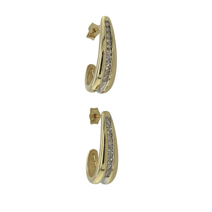 9ct Gold & Diamond Curved Bar Stud Earrings