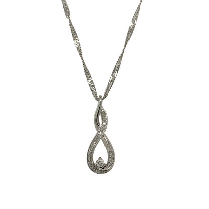 9ct White Gold & Diamond Twist 18" Necklace