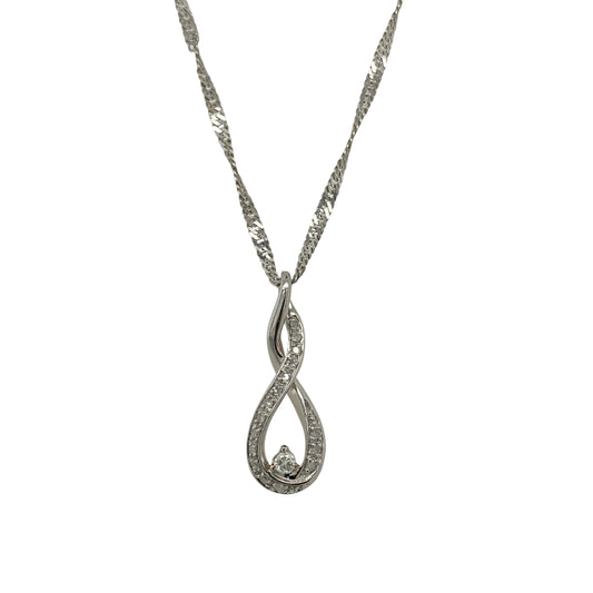 9ct White Gold & Diamond Twist 18" Necklace