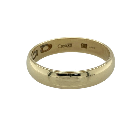 Celebrate love and commitment with this pre-owned 9ct yellow gold Clogau Cariad wedding band ring, featuring a timeless 5mm wide design from the meaningful Cariad collection.

Design: The ring showcases a classic wedding band profile with the distinctive elegance associated with the Clogau Cariad collection. Measuring approximately 5mm wide, the substantial band offers a timeless and versatile appearance, making it ideal as a wedding ring, commitment ring or meaningful everyday piece.