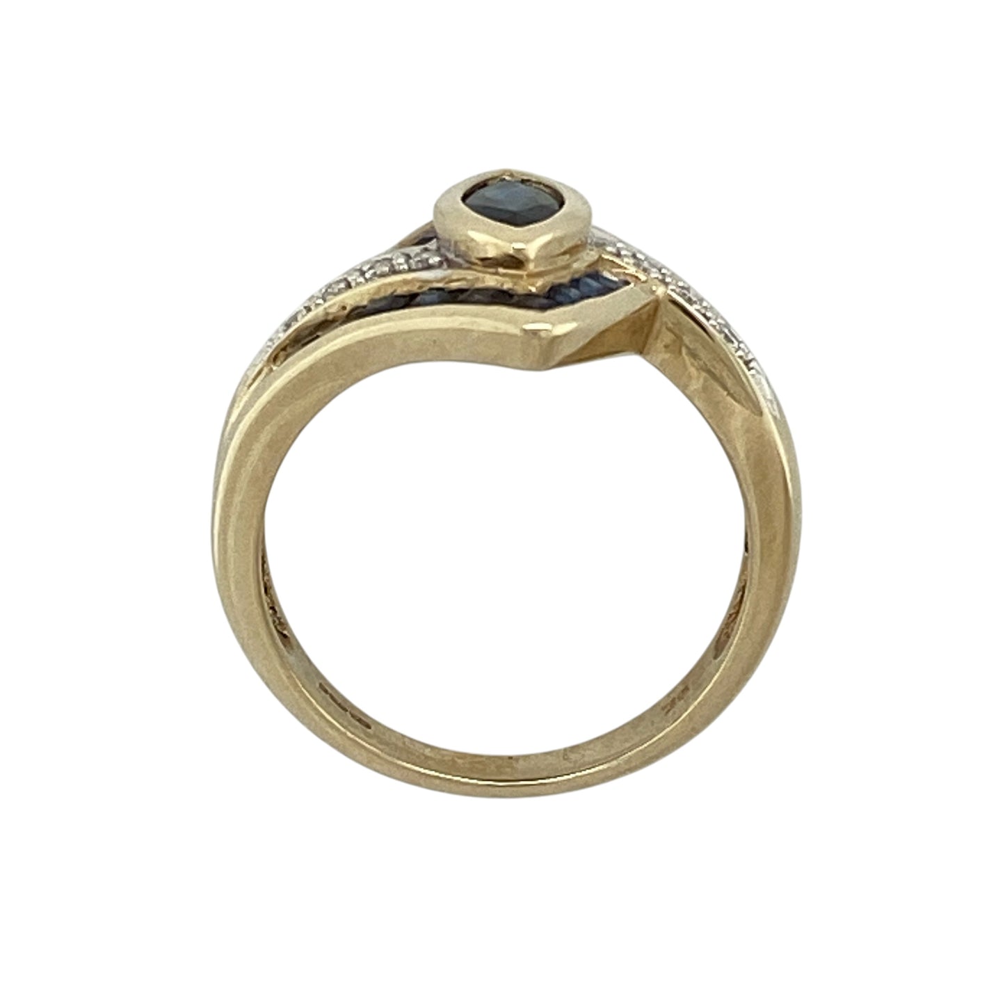 9ct Gold Diamond & Sapphire Marquise Ring
