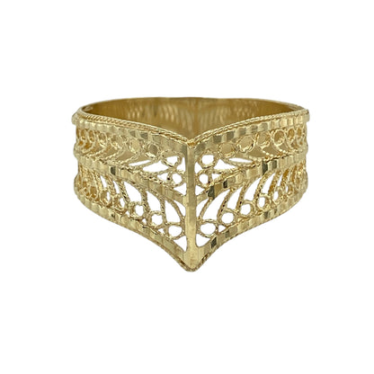9ct Gold Open Filigree Wide Wishbone Ring