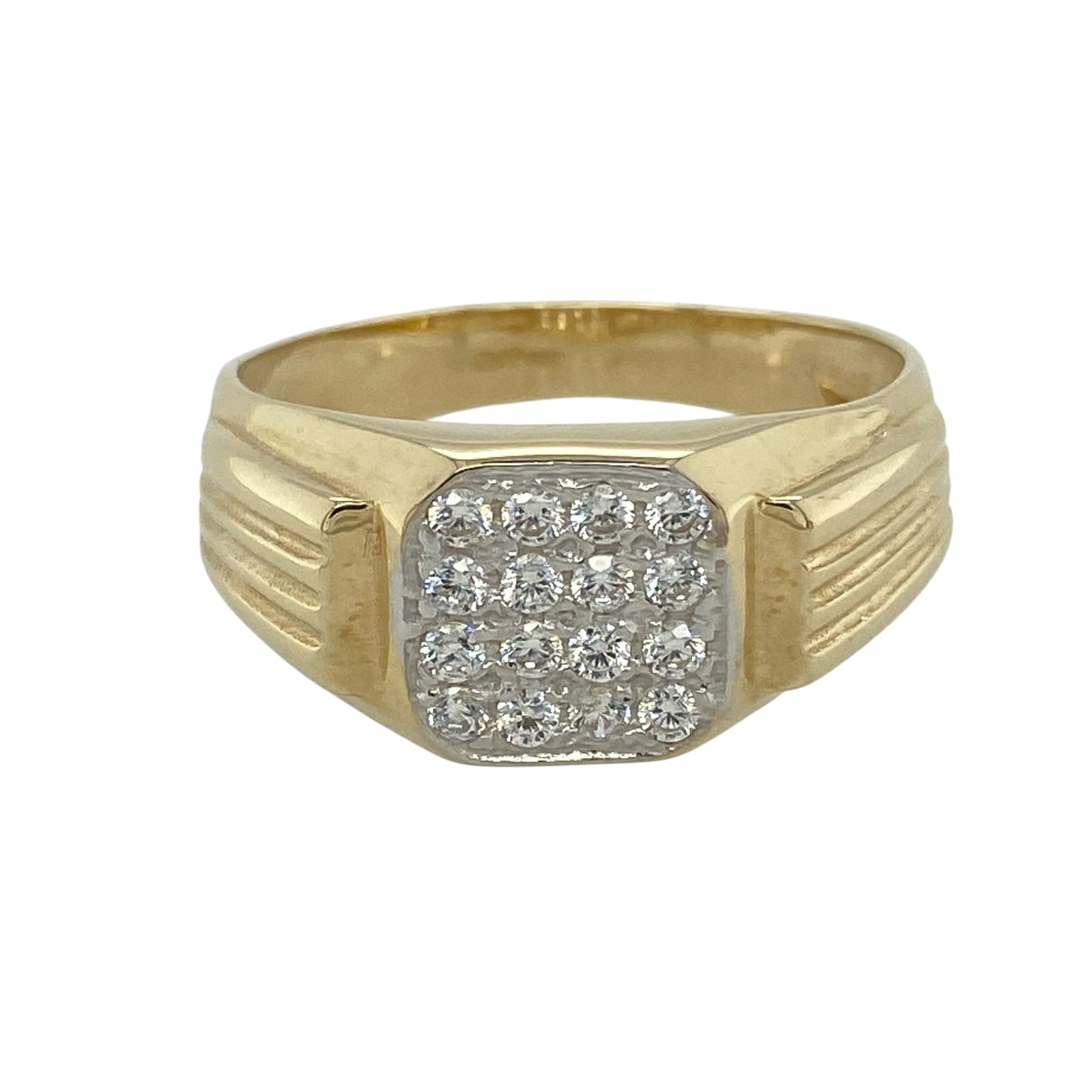 9ct Gold & Cubic Zirconia Watch Style Signet Ring