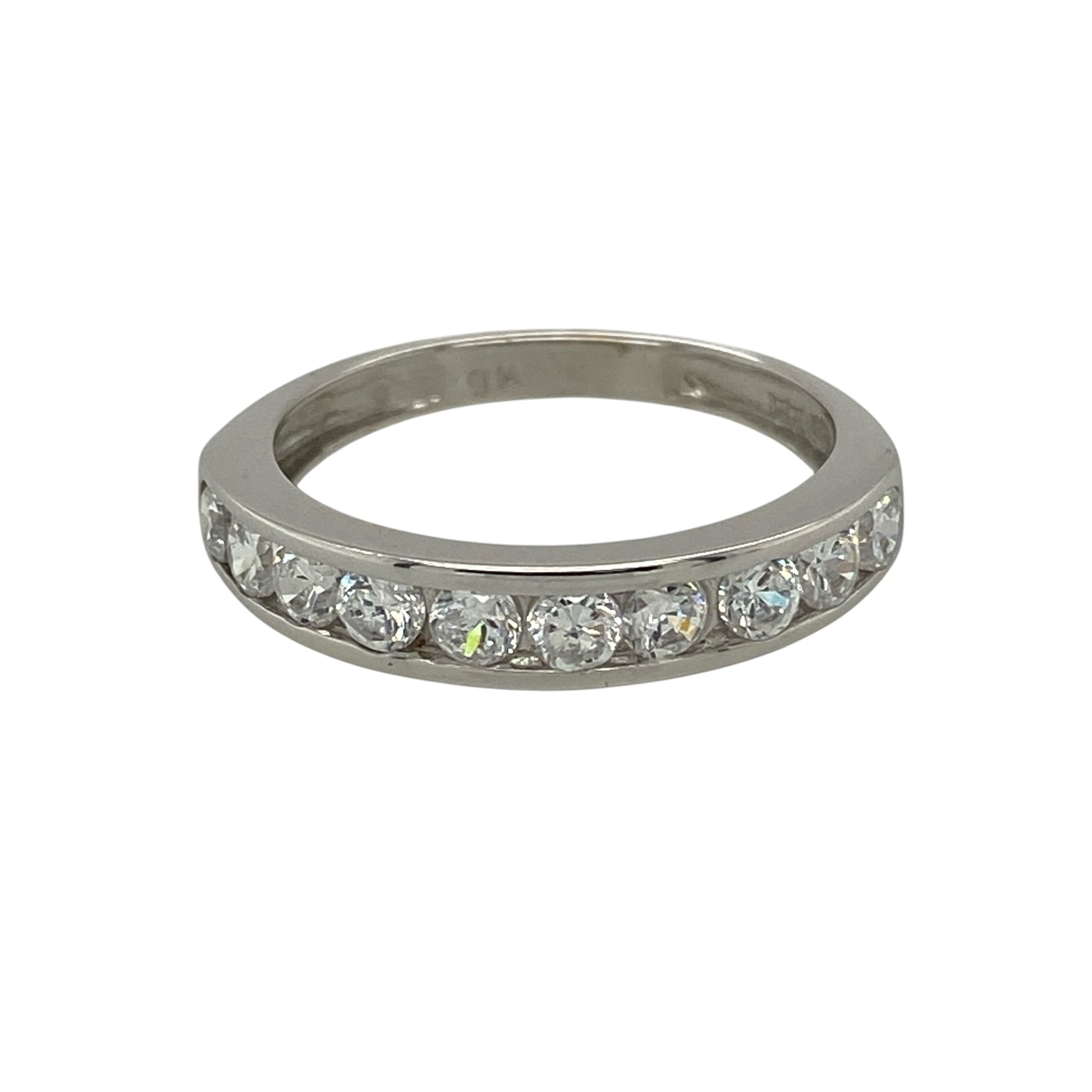 9ct White Gold & Cubic Zirconia Band Ring