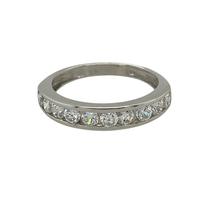 9ct White Gold & Cubic Zirconia Band Ring