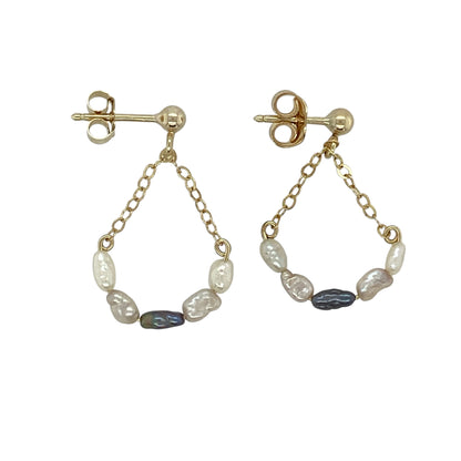 9ct Gold & Blister Pearl Drop Earrings