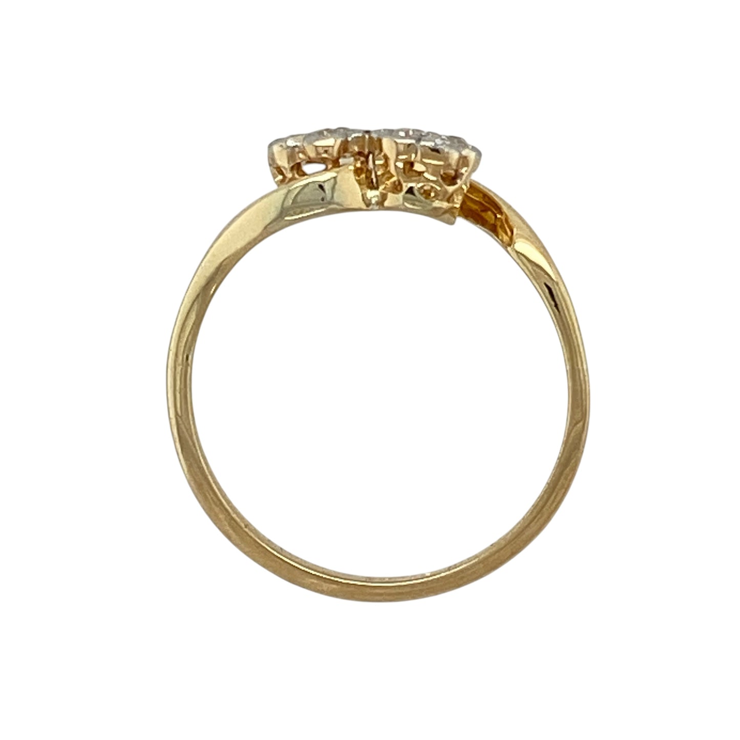 18ct Gold & Platinum Diamond Vintage Style Double Cluster Twist Ring