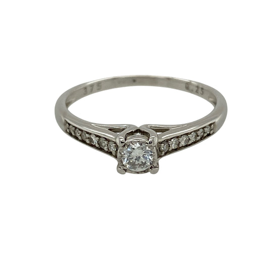 9ct White Gold & Diamond Solitaire Ring
