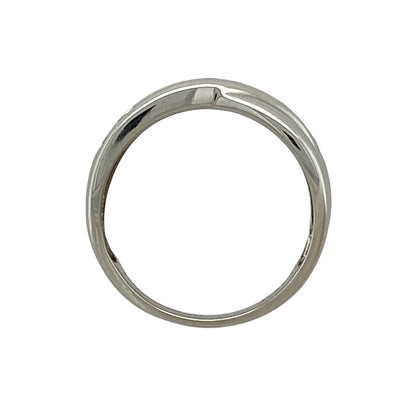 18ct White Gold & Diamond Crossover Band Ring