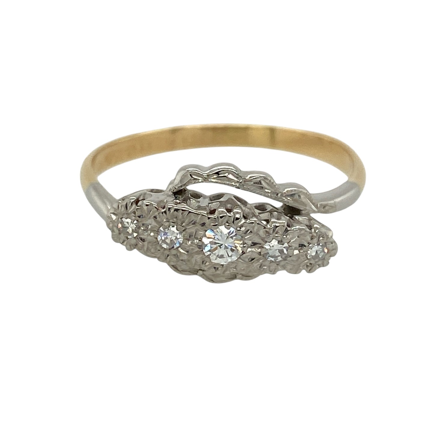 18ct Gold & Platinum Diamond Five Stone Twist Ring