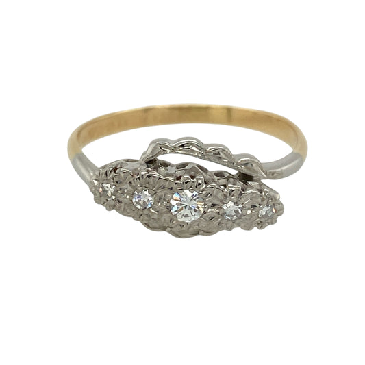 18ct Gold & Platinum Diamond Five Stone Twist Ring