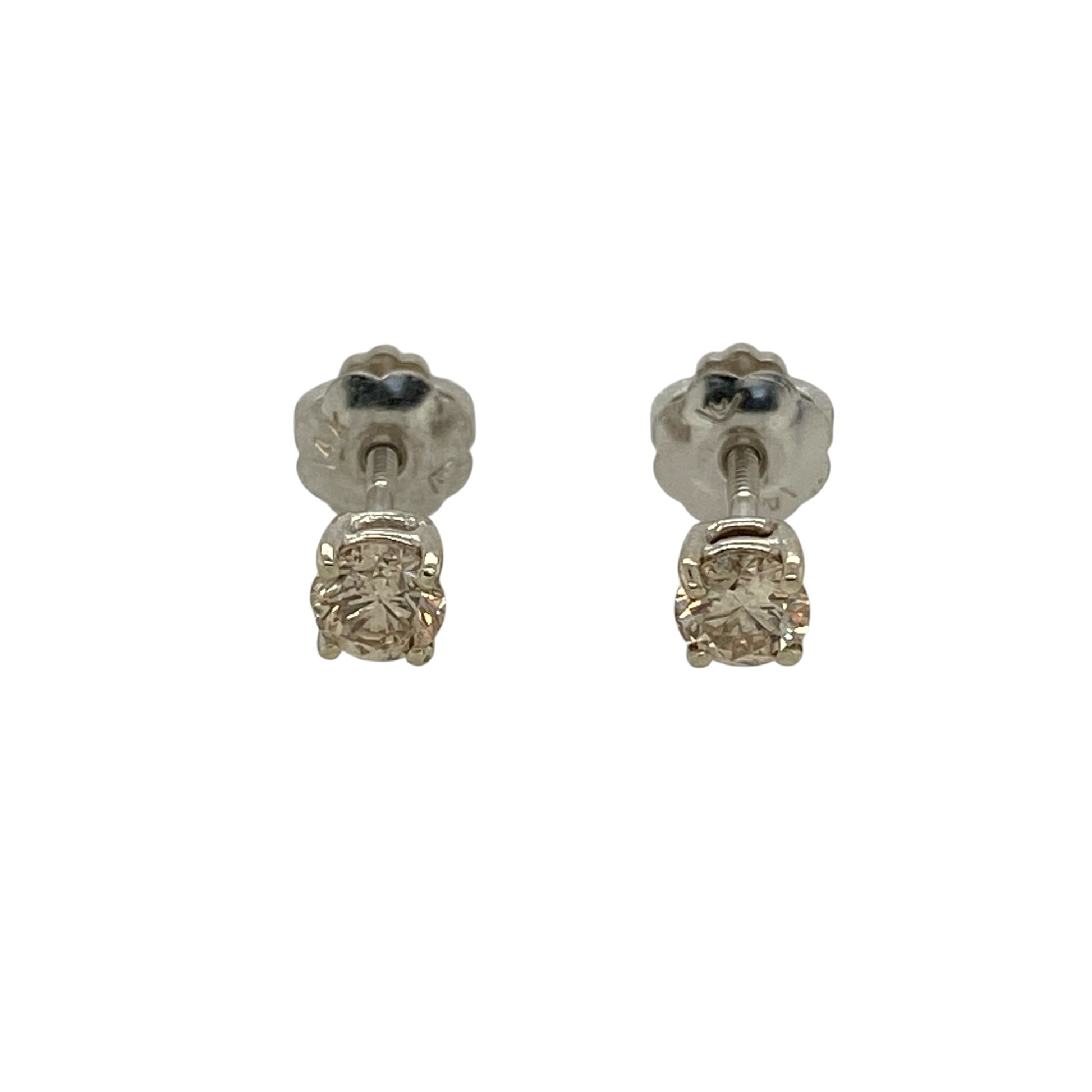 Add timeless sparkle to your fine jewellery collection with these pre-owned 14ct white gold diamond solitaire stud earrings, featuring brilliant diamonds in a classic design with secure screw-back fittings.

Design: These elegant stud earrings showcase a single diamond in each earring, creating a timeless solitaire design that places the focus firmly on the natural brilliance of the stones.
