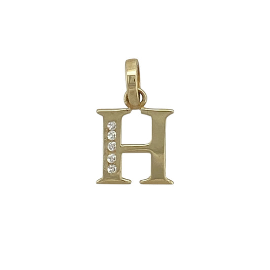 9ct Gold & Diamond Initial 'H' Pendant