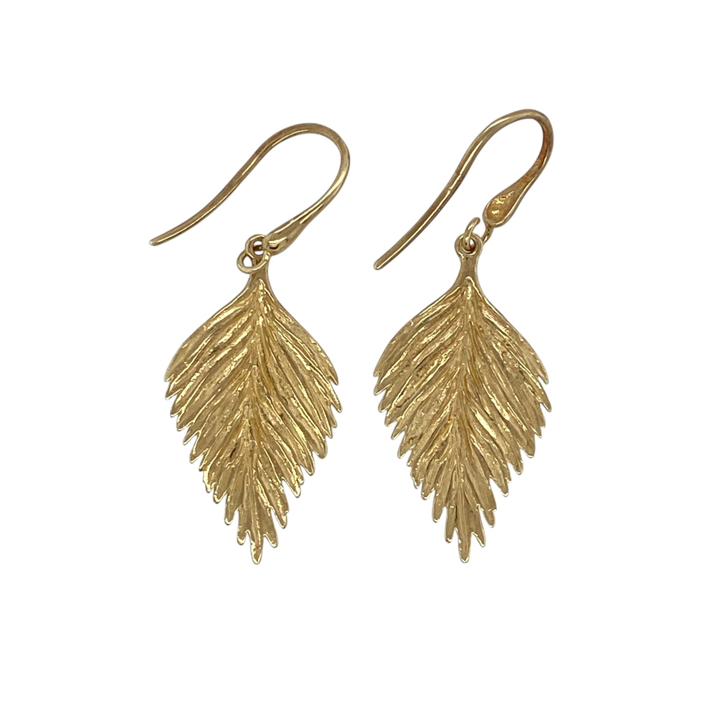 9ct Gold Leaf Drop Earrings