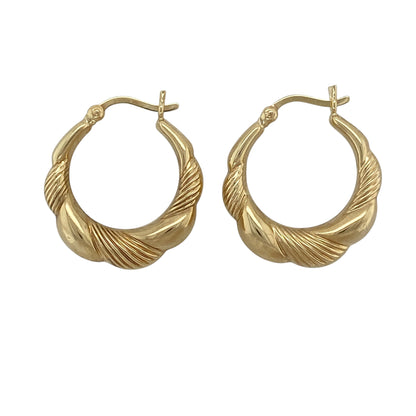 9ct Gold Twisted Hoop Creole Earrings