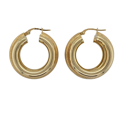 9ct Gold Textured Hoop Creole Earrings
