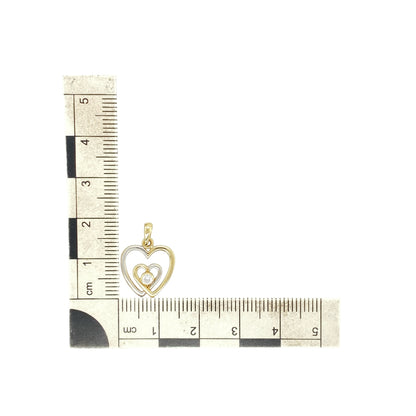 9ct Gold & Cubic Zirconia Double Heart Pendant