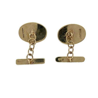 Add timeless sophistication to your formalwear collection with these pre-owned 9ct yellow gold patterned oval cufflinks, featuring a classic design enhanced with decorative detailing.

Design: These elegant cufflinks showcase a traditional oval shape with patterned detailing across the front, adding texture and visual interest to the classic silhouette. Their refined appearance makes them suitable for business attire, weddings, formal occasions or adding a distinguished finishing touch to a smart outfit.