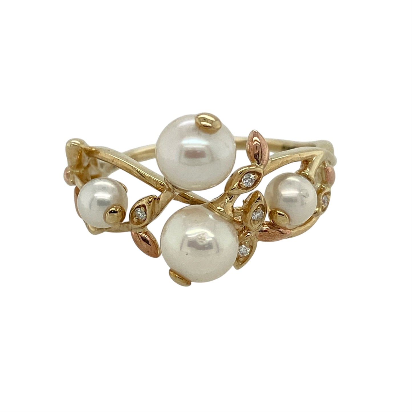 9ct Gold Diamond & Pearl Valley of Lily Clogau Ring